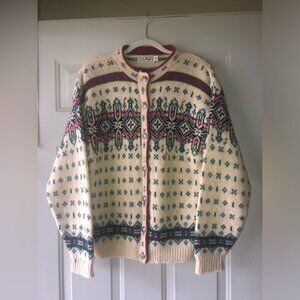 LL Bean vintage 80’s Fair Isle wool cardigan size M